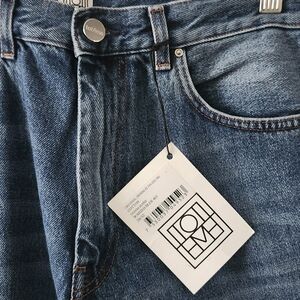 Toteme Medium Blue Straight Jeans with Branded Tag